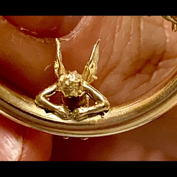 I see Angels on the moon hoops earrings 14 gold - Picture 4 of 12